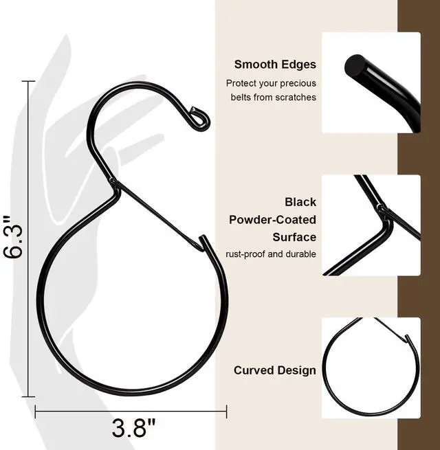 Alt view image 5 of 6 - Belt Hanger for Closet, Great Space Saving Belt Hanger, Durable and Sturdy Steel Material, Smooth & Burr-Free Surface, Easy to Use, Multipurpose Closet Hangers for Storing Ties, Scarfs, Hats, 4 Pack