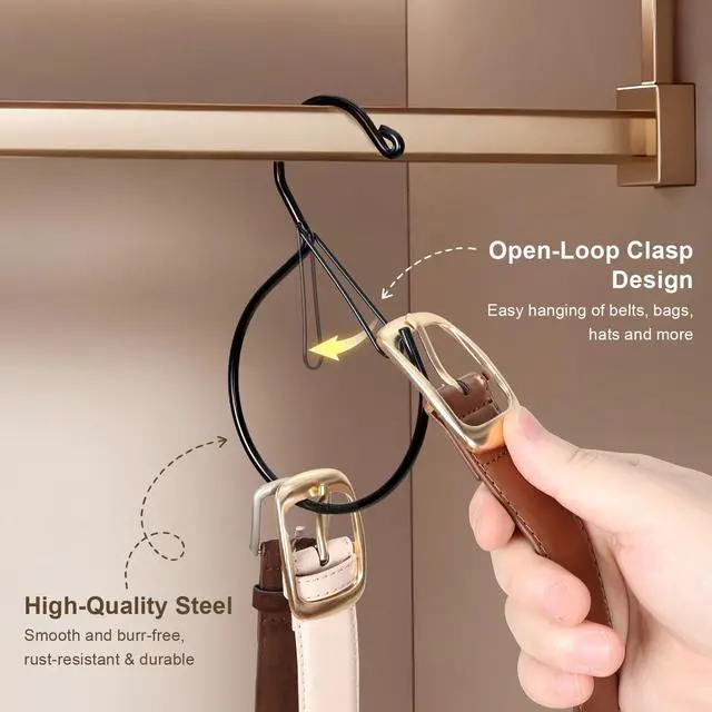 Alt view image 6 of 6 - Belt Hanger for Closet, Great Space Saving Belt Hanger, Durable and Sturdy Steel Material, Smooth & Burr-Free Surface, Easy to Use, Multipurpose Closet Hangers for Storing Ties, Scarfs, Hats, 4 Pack
