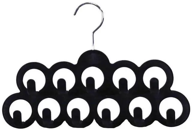 Main image of Storage Organizer for Closet (Pack of 3), Black | by Home Basics | Scarf Holder for Scarves and Ties | Slim Scarf Hangar Useful for Belts and Jewelry