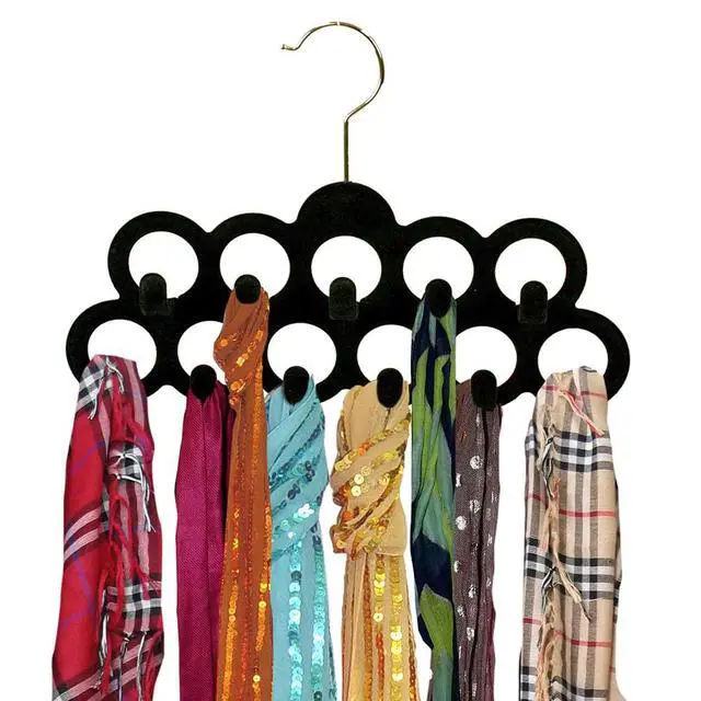 Alt view image 2 of 7 - Storage Organizer for Closet (Pack of 3), Black | by Home Basics | Scarf Holder for Scarves and Ties | Slim Scarf Hangar Useful for Belts and Jewelry