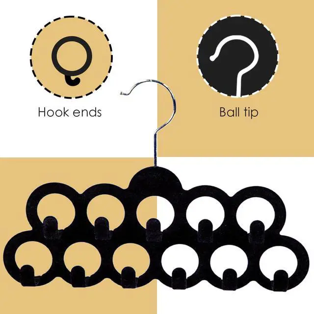Alt view image 4 of 7 - Storage Organizer for Closet (Pack of 3), Black | by Home Basics | Scarf Holder for Scarves and Ties | Slim Scarf Hangar Useful for Belts and Jewelry