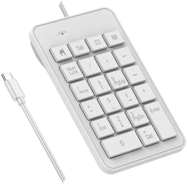 Main image of Wired USB C Number Pad - 23 Keys Type C Numeric Keypad Upgraded 10 Key USB Keyboard Financial Accounting Numpad for Laptop, PC, MacBook, Notebook, Desktop,Surface Pro - White