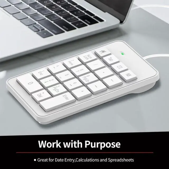 Alt view image 2 of 6 - Wired USB C Number Pad - 23 Keys Type C Numeric Keypad Upgraded 10 Key USB Keyboard Financial Accounting Numpad for Laptop, PC, MacBook, Notebook, Desktop,Surface Pro - White