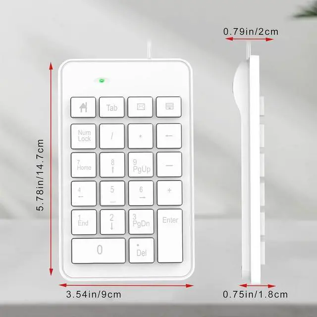 Alt view image 6 of 6 - Wired USB C Number Pad - 23 Keys Type C Numeric Keypad Upgraded 10 Key USB Keyboard Financial Accounting Numpad for Laptop, PC, MacBook, Notebook, Desktop,Surface Pro - White