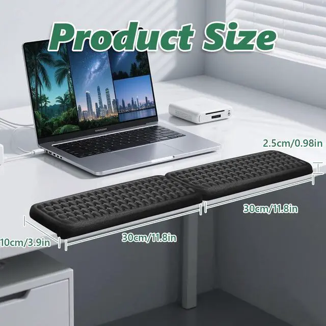 Alt view image 6 of 7 - L-Shaped Desk Elbow Pads 2-Pack, Memory Foam Ergonomic Edge Cushion