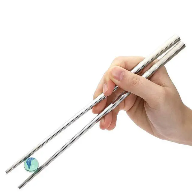 Alt view image 3 of 7 - Korean Chopstick and Spoon Set, Long Handle Stainless Steel Soup Spoon and Chopsticks, Dishwasher Safe, Set of 3. (Silver)
