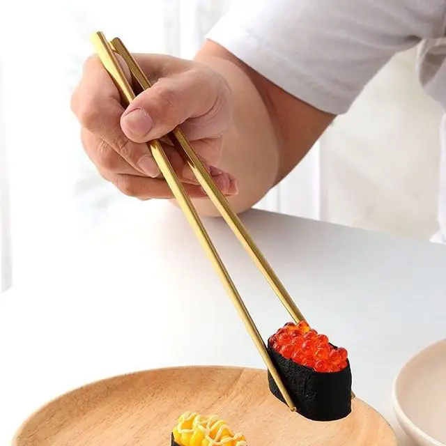 Alt view image 4 of 7 - Metal Soup Spoons and Chopsticks Set for 4 People, Reusable Stainless Steel Ramen Short Handle Spoon Set Asian, Christmas Gift Dishwasher Safe (Gold)