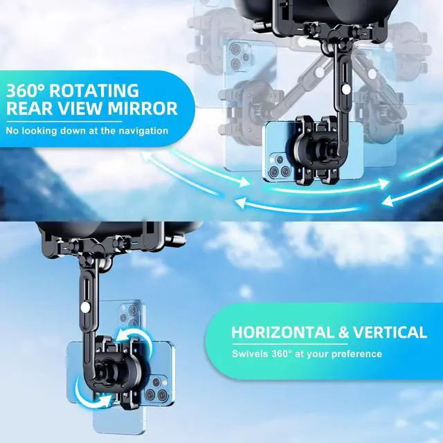 Alt view image 3 of 7 - Phone Mount for Car, 360° Rotatable and Retractable Car Phone Holder Mount