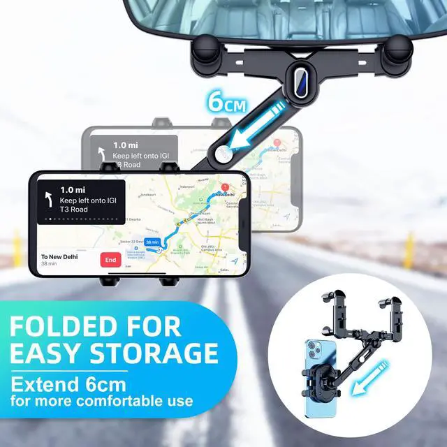 Alt view image 4 of 7 - Phone Mount for Car, 360° Rotatable and Retractable Car Phone Holder Mount