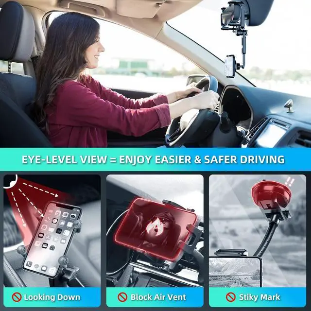 Alt view image 6 of 7 - Phone Mount for Car, 360° Rotatable and Retractable Car Phone Holder Mount
