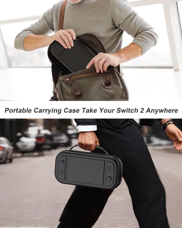 Alt view image 7 of 7 - Case with Tempered Glass Screen Protector for Nintendo Switch 2, 10 Game Cartridges and Large Capacity for Accessories, Portable Hard Shell Handheld Travel Protective Pouch