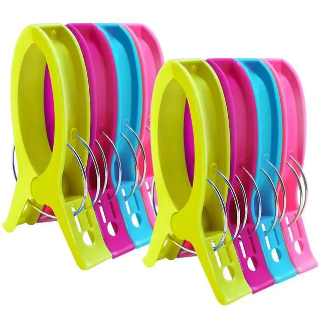 Main image of Jumbo Quilting Clamps | 8 Pack Extra Large Beach Towel Clips | 5 inch Wide Opening Plastic Clips for Sewing, Binding, Keeping Towel Fabric in Place