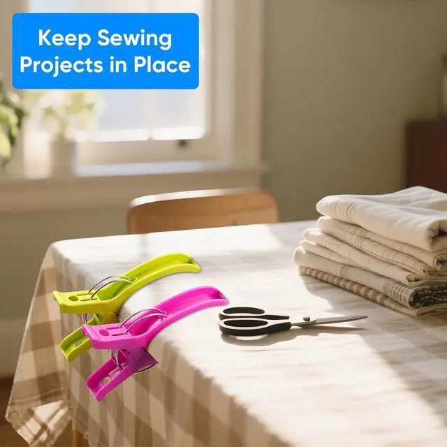 Alt view image 3 of 7 - Jumbo Quilting Clamps | 8 Pack Extra Large Beach Towel Clips | 5 inch Wide Opening Plastic Clips for Sewing, Binding, Keeping Towel Fabric in Place