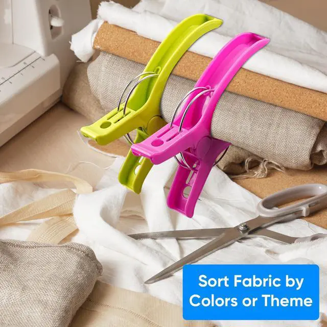 Alt view image 5 of 7 - Jumbo Quilting Clamps | 8 Pack Extra Large Beach Towel Clips | 5 inch Wide Opening Plastic Clips for Sewing, Binding, Keeping Towel Fabric in Place
