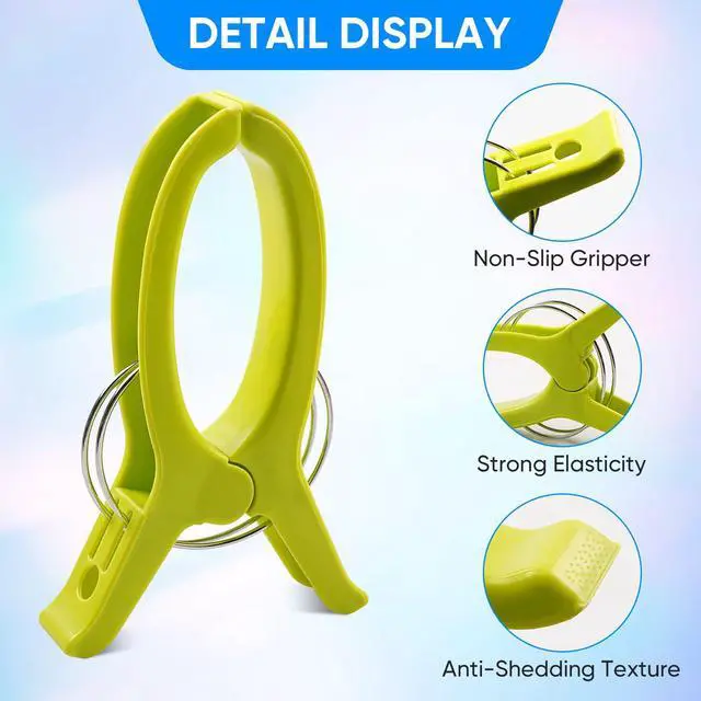 Alt view image 7 of 7 - Jumbo Quilting Clamps | 8 Pack Extra Large Beach Towel Clips | 5 inch Wide Opening Plastic Clips for Sewing, Binding, Keeping Towel Fabric in Place