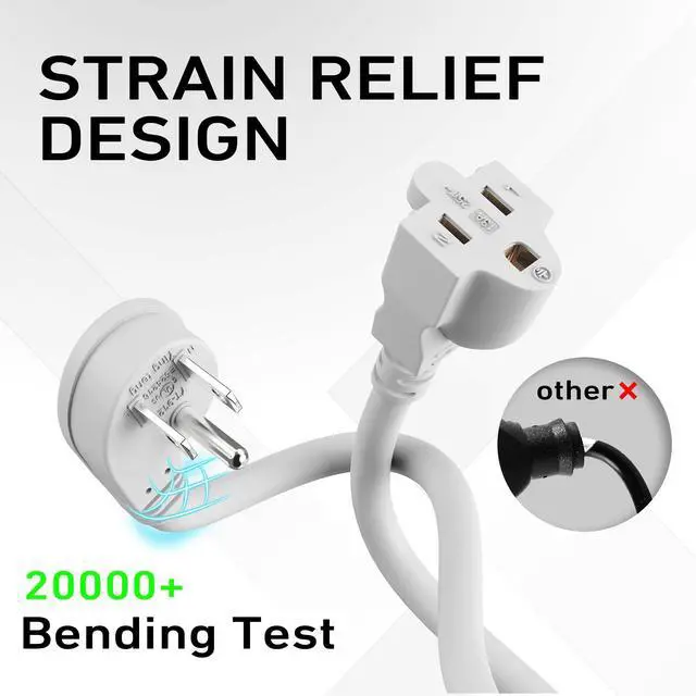Alt view image 2 of 7 - Indoor Outdoor Extension Cord, White, 3ft, 2 Pack