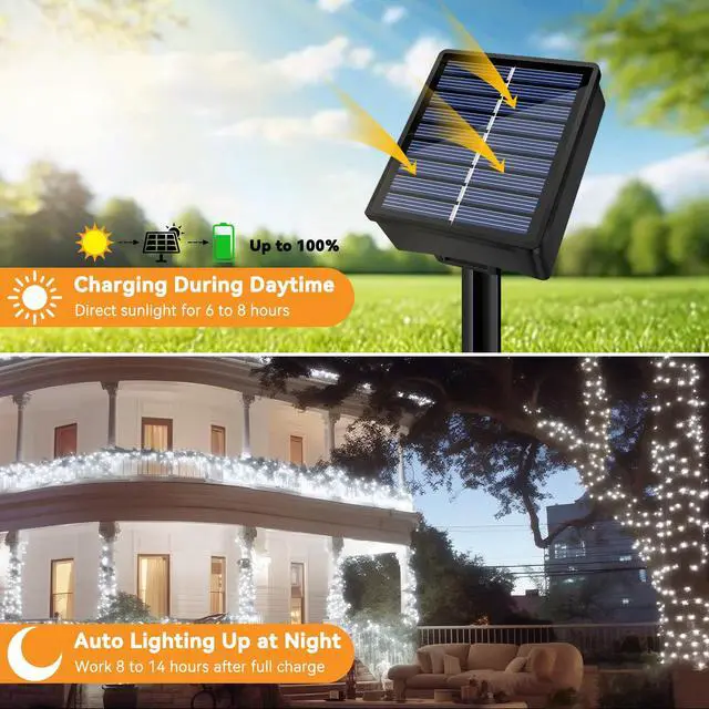 Alt view image 4 of 7 - String Lights Outdoor Waterproof 2 Pack Total 66ft 200LED White