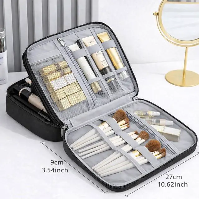 Alt view image 4 of 7 - Electronic Organizer Travel Essentials Case, Waterproof Double Layer Cable Storage Pouch Bag for Charger, USB Cords, Power Bank, Phone Mouse SD Card Earphone Camera, Tablet (Up to 11 inch)