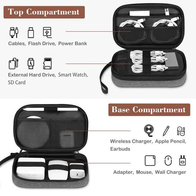 Alt view image 3 of 7 - Travel Electronic Bag, Double Layer Cable Organizer Storage Case