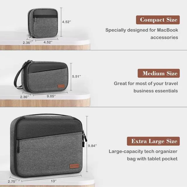 Alt view image 6 of 7 - Travel Electronic Bag, Double Layer Cable Organizer Storage Case