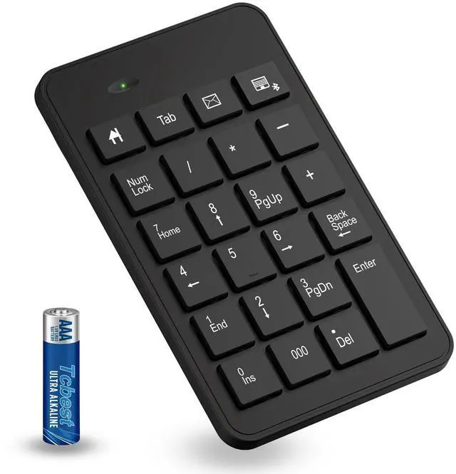Main image of Bluetooth Number Pad with Battery, 23 Keys Wireless Numeric Keypad Upgraded Version of 10 key Keyboard Financial Accounting Numpad Compatible for Laptop, PC, Macbook, Notebook, Desktop,Surface Pro
