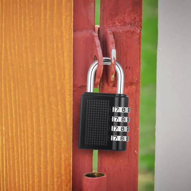 Alt view image 6 of 7 - 4 Pack 4 Digit Combination Lock, Black Waterproof Padlock