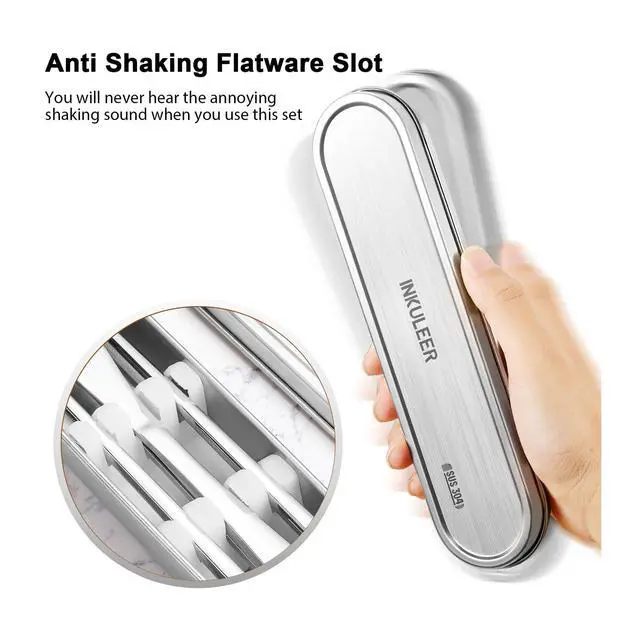 Alt view image 5 of 7 - Travel Cutlery Set - 18/8 Stainless Steel Reusable Utensils with Metal Case, Portable Silverware for Camping, Office, Travel & Outdoor Dining