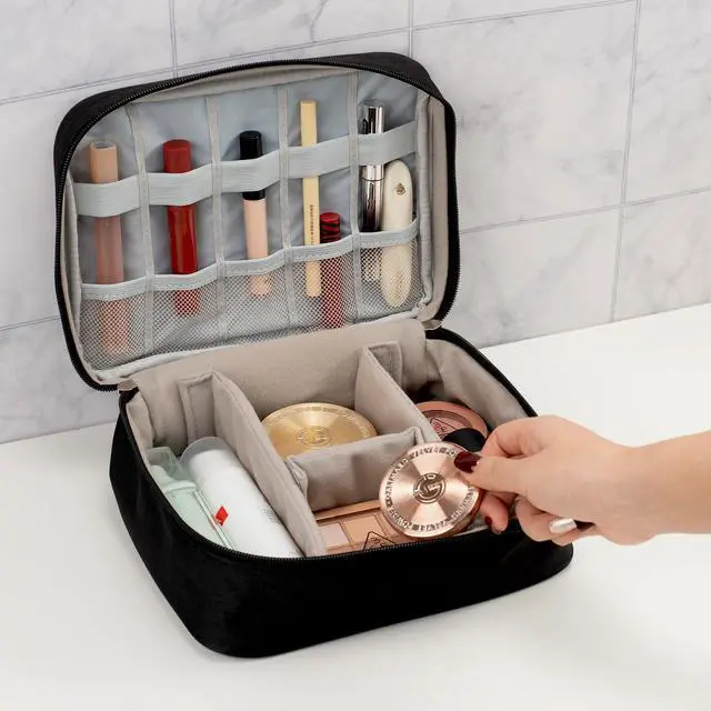 Alt view image 7 of 7 - Cable Organizer Bag, Electronic Accessories Travel Case, Waterproof Double Layer Storage Bag for Charger, Cord, Phone, Earphone, Portable Carry Pouch for Travel & Daily Use (Black)