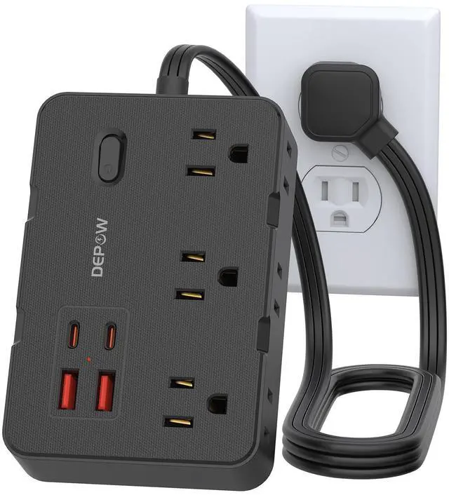 Main image of 3 FT Power Strip Surge Protector with 6 Outlets 4 USB Ports (2 USB C)