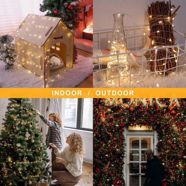 Alt view image 3 of 7 - 2 Pack Total 66 FT 200 LED Solar Copper String Lights,Warm White