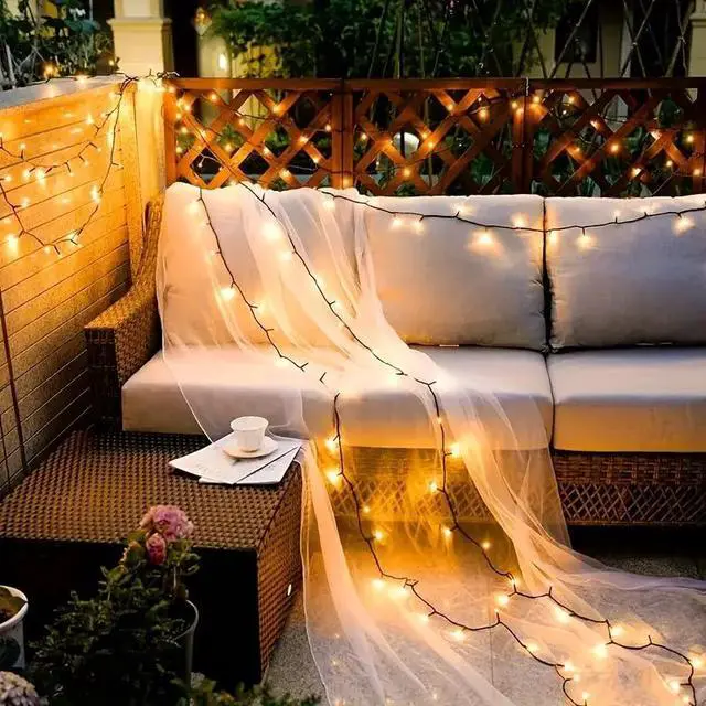 Alt view image 4 of 7 - 2 Pack Solar String Lights Outdoor, Total 200 LED Each 40Ft with 8 Lighting Modes for Yard, Fence,Balcony, Party,Christmas Tree Decorations (Warm White)
