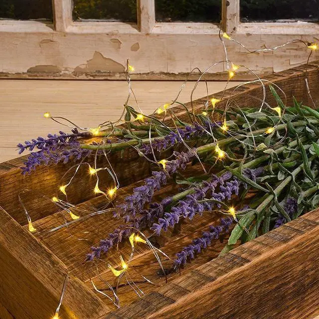 Alt view image 6 of 6 - 2 Pack Solar Powered Fairy String Lights Outdoor Waterproof 8 Modes Twinkle Christmas Decorations Lights, Each 33ft-100LED, 40ft-120LED, 66ft-200LED, 80ft-240LED, (Warm White, 33)