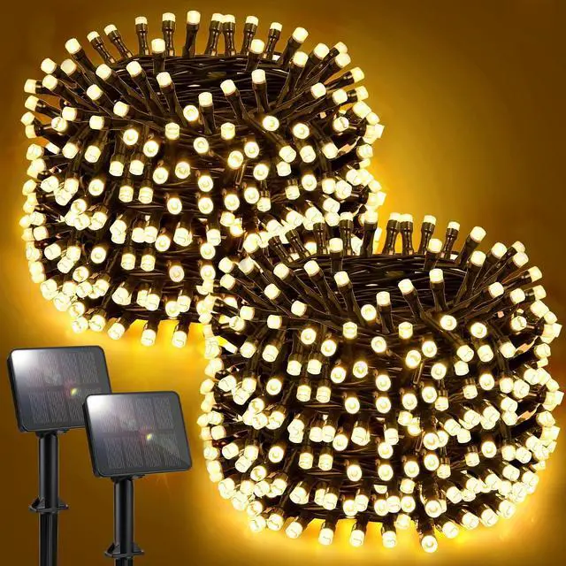 Main image of Solar String Lights Outdoor Waterproof Total 240LED 79FT Solar Garden Lights 8 Modes for Yard/Patio/Tree/Gazebo/Terrace/Fence/Pathway, 39Ft*2, 120LED*2 for Christmas - Warm White
