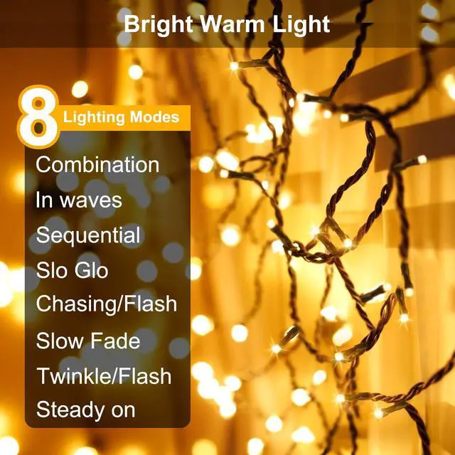 Alt view image 3 of 7 - Solar String Lights Outdoor Waterproof Total 240LED 79FT Solar Garden Lights 8 Modes for Yard/Patio/Tree/Gazebo/Terrace/Fence/Pathway, 39Ft*2, 120LED*2 for Christmas - Warm White