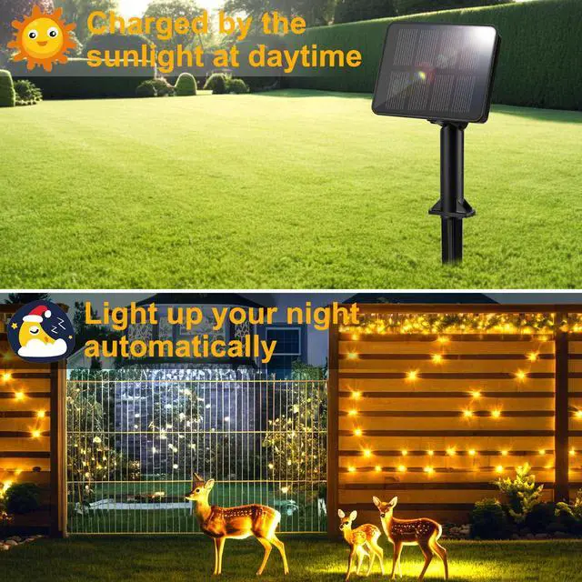 Alt view image 2 of 7 - Solar String Lights Outdoor Waterproof Total 240LED 79FT Solar Garden Lights 8 Modes for Yard/Patio/Tree/Gazebo/Terrace/Fence/Pathway, 39Ft*2, 120LED*2 for Christmas - Warm White