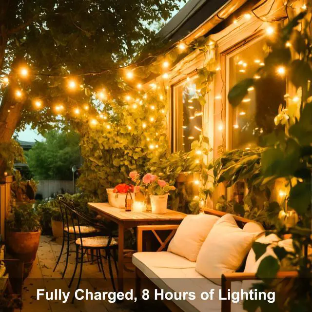 Alt view image 6 of 7 - Solar String Lights Outdoor Waterproof Total 240LED 79FT Solar Garden Lights 8 Modes for Yard/Patio/Tree/Gazebo/Terrace/Fence/Pathway, 39Ft*2, 120LED*2 for Christmas - Warm White