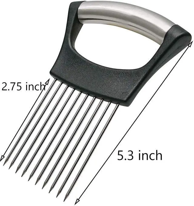 Alt view image 2 of 7 - Stainless Steel Onion Holder Fruits Veg Meat Tomato Cutter Slicer Peeler Chopper,Stainless Steel Cutting Kitchen Gadget