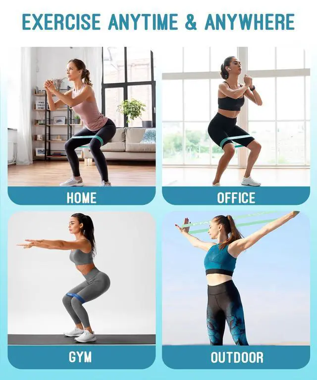 Alt view image 7 of 7 - Resistance Bands for Working Out, Exercise Bands with 5 Resistance Levels, Natural Latex Resistance Bands Designed for Home Fitness, Strength Training and Flexibility Exercises (Blue)