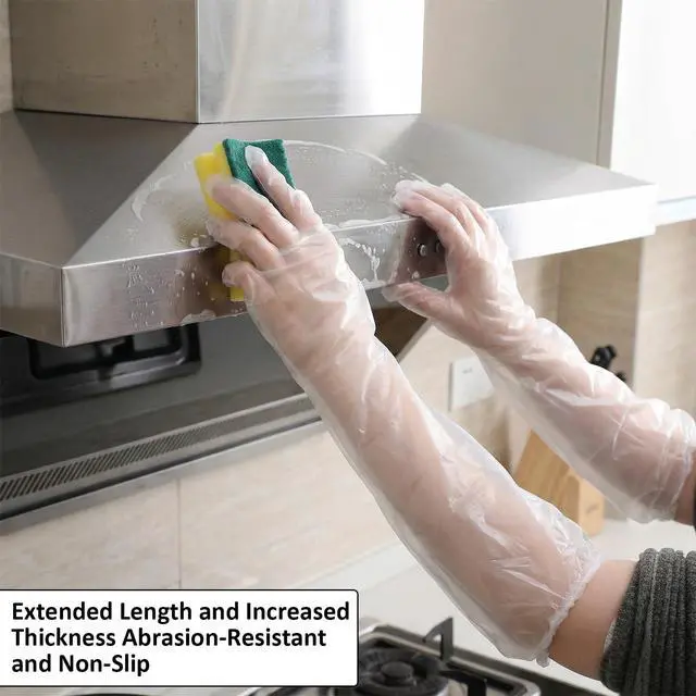 Alt view image 4 of 7 - 10Pcs Long Sleeve Cleaning Gloves Dressing Gutting Gloves 17.72inch