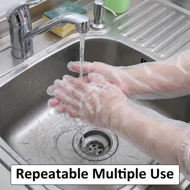 Alt view image 6 of 7 - 10Pcs Long Sleeve Cleaning Gloves Dressing Gutting Gloves 17.72inch