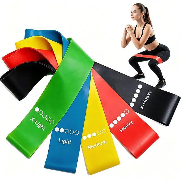 Main image of Resistance Loop Exercise Bands Set of 5-5 Different Resistance Levels Workout Bands, Elastic Stretch Bands for Legs, Glutes, Yoga, Pilates, Physical Therapy & Strength Training