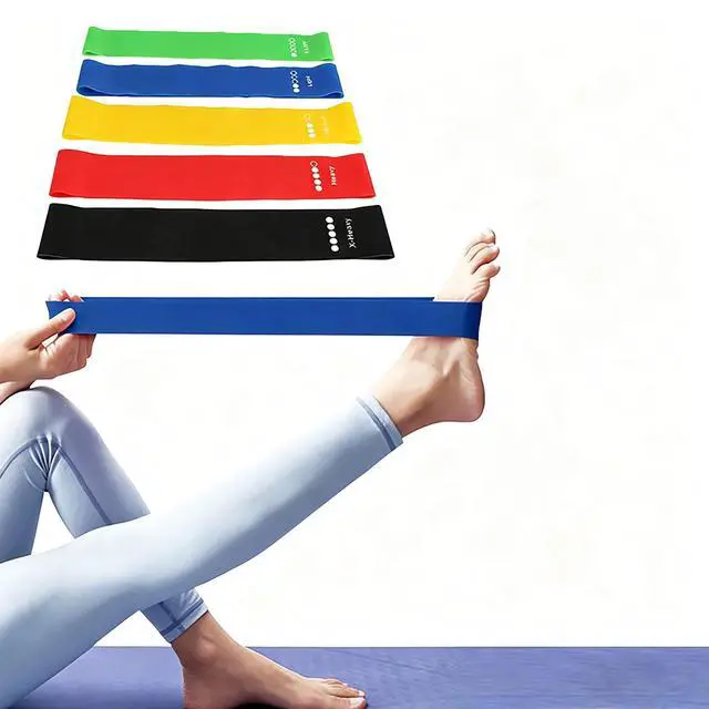 Alt view image 4 of 6 - Resistance Loop Exercise Bands Set of 5-5 Different Resistance Levels Workout Bands, Elastic Stretch Bands for Legs, Glutes, Yoga, Pilates, Physical Therapy & Strength Training