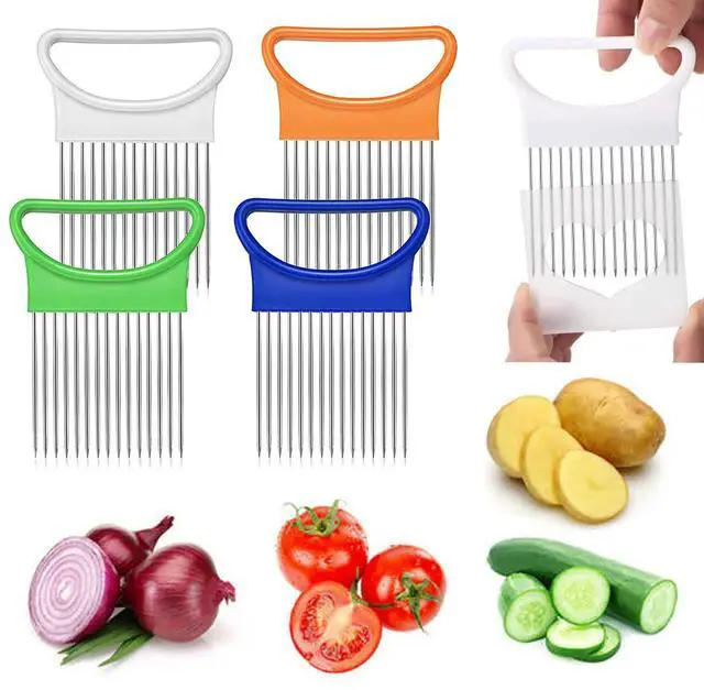 Main image of 2Pcs Onion Holder Slicer, Stainless Steel