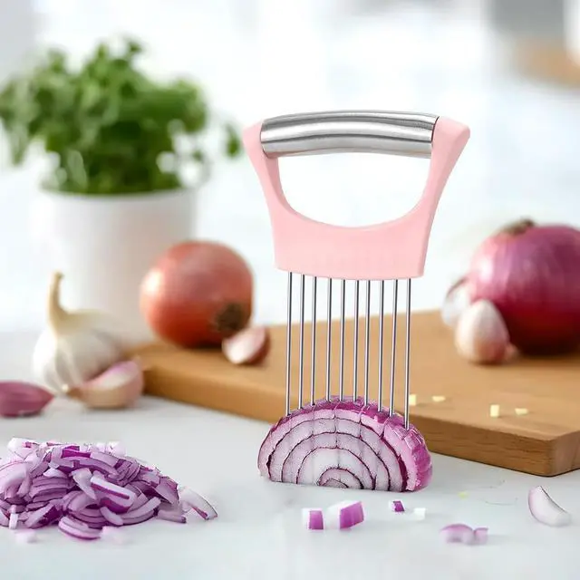 Alt view image 6 of 7 - Steel Onion Holder for Slicing,Onion Slicer Holder,Kitchen Gadget