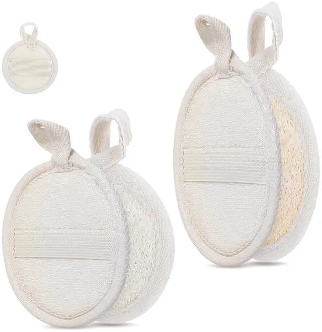 Main image of 4PCS Loofah Sponge Exfoliating Body Scrubber, Natural Shower Bath Loofah Exfoliating Sponge, Face Body Exfoliator Scrubber for Women Men Bath Shower, Eco-Friendly (2 Styles)