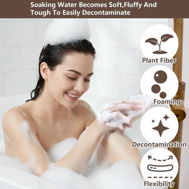 Alt view image 2 of 7 - 4PCS Loofah Sponge Exfoliating Body Scrubber, Natural Shower Bath Loofah Exfoliating Sponge, Face Body Exfoliator Scrubber for Women Men Bath Shower, Eco-Friendly (2 Styles)