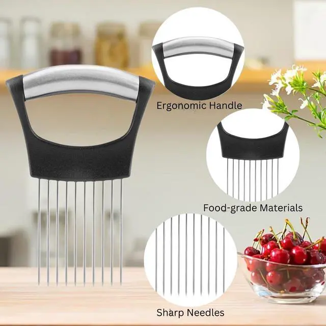 Alt view image 6 of 7 - Potato Peelers for Kitchen Stainless Steel Potato Slicing Guide with Safety Handle + Dual Blade Peeler for Easy Food Prep Perfect for Onions, Tomatoes, Potatoes, and More