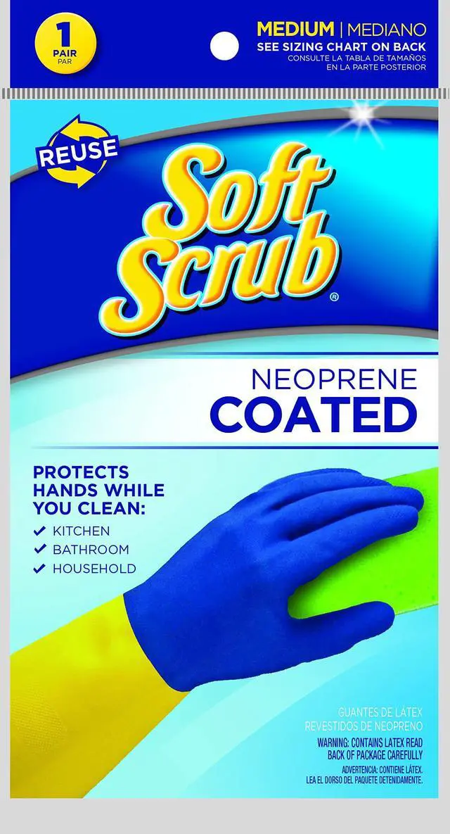 Main image of Neoprene Coated, Reusable Latex Household Glove Medium