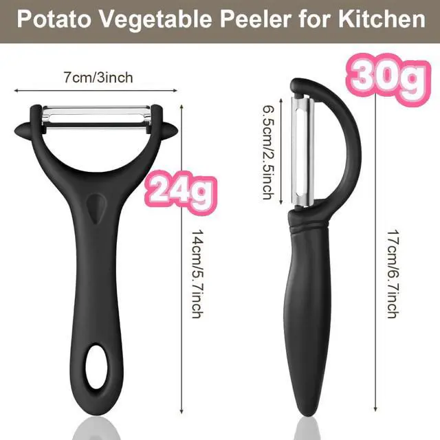 Alt view image 2 of 6 - Vegetable Peeler Set of 2 - Y Peeler & Swivel Peeler, Sharp Stainless Steel Blade, Ergonomic Non-Slip Handle, Potato Carrot Apple Fruit Peelers for Kitchen, Dishwasher Safe, Easy Grip