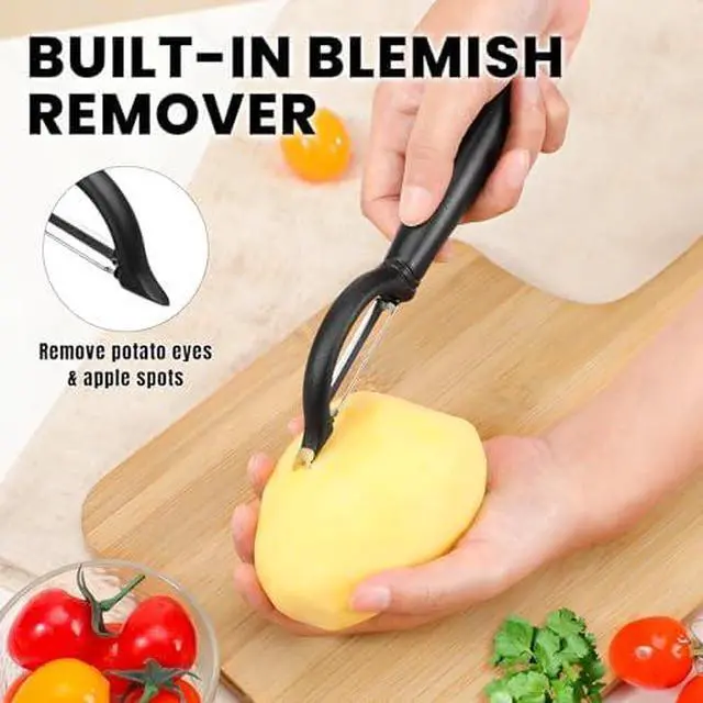 Alt view image 5 of 6 - Vegetable Peeler Set of 2 - Y Peeler & Swivel Peeler, Sharp Stainless Steel Blade, Ergonomic Non-Slip Handle, Potato Carrot Apple Fruit Peelers for Kitchen, Dishwasher Safe, Easy Grip